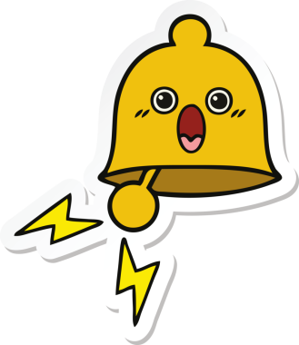 Bir insan tarafından çizilmiş sevimli bir karikatür zili çıkartması.