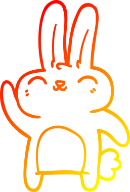 Bir insan tarafından çizilmiş mutlu tavşan çizgi çizimi.