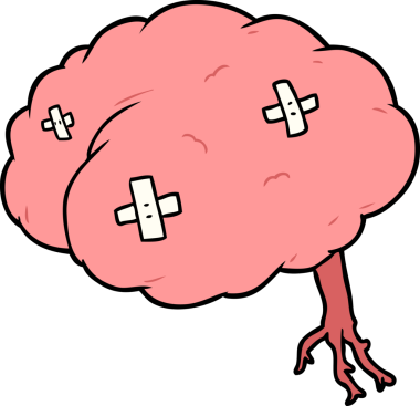 Bir insan tarafından çizilmiş yaralı bir beyin.