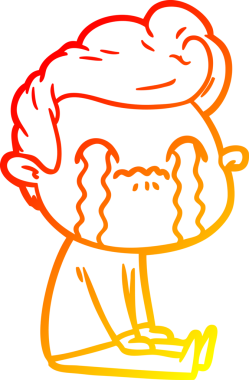 Bir insan tarafından çizilmiş ağlayan bir çizgi film karakteri çizimi.