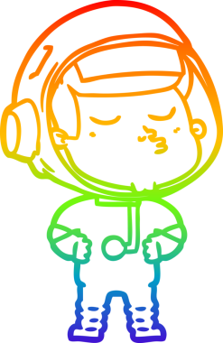 gökkuşağı gradyan çizimi bir çizgi insan tarafından çizilmiş kendinden emin astronot