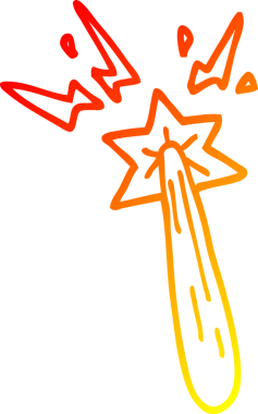 Bir insan tarafından çizilmiş çizgi film sihirli değneğinin sıcak gradyan çizimi