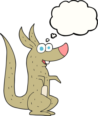 Bir insan tarafından çizilmiş serbest çizim balon karikatür kanguru