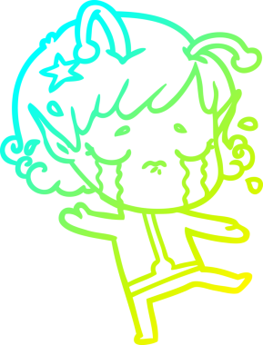 Bir insan tarafından çizilmiş ağlayan uzaylı kız çizgi filmi.