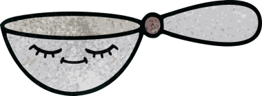 Bir insan tarafından çizilmiş bir kaşık retro grunge desen karikatürü.