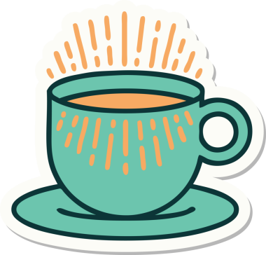 Dövme çıkartması geleneksel kahve tarzında bir insan tarafından çizilmiş.