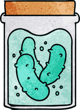 Bir insan tarafından çizilmiş el yapımı karikatür karalama kavanozu turşu turşusu.