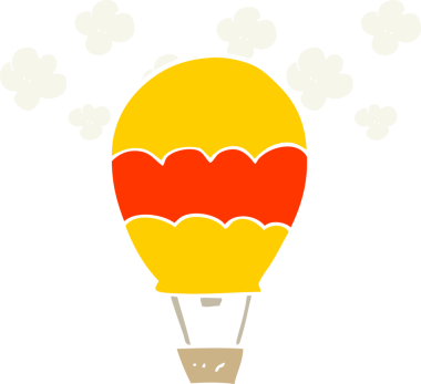 Bir insan tarafından çizilmiş sıcak hava balonunun düz renk çizimi