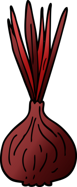 Bir insan tarafından çizilmiş soğan filizlenen karikatür karalaması