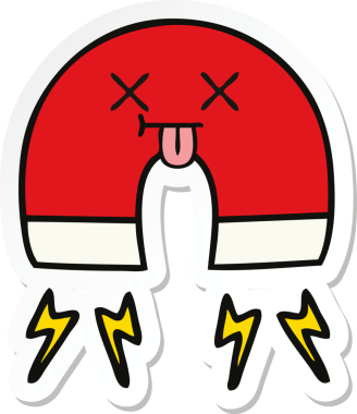 Bir insan tarafından çizilmiş şirin bir çizgi film mıknatısı etiketi.