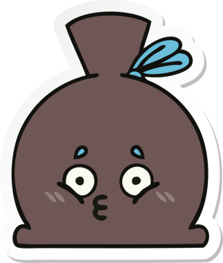 Bir insan tarafından çizilmiş şirin bir karikatür çuvalı.