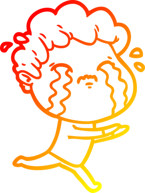 Bir insan tarafından çizilmiş ağlayan bir çizgi film karakteri çizimi.