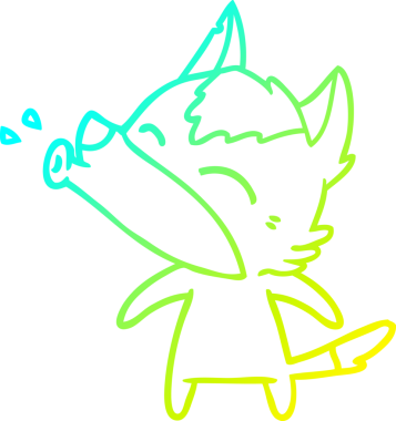 Bir insan tarafından çizilen uluyan kurt çizgi filminin soğuk gradyan çizimi