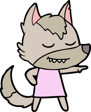 Dost canlısı kurt kız bir insan tarafından çizilmiş.