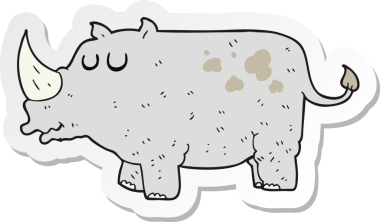 Bir insan tarafından çizilmiş bir gergedanın çıkartması.