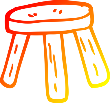 Bir insan tarafından çizilmiş küçük bir tabure.