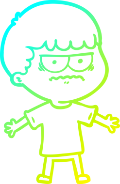 Bir insan tarafından çizilmiş kızgın bir adamın soğuk çizgi çizimi.