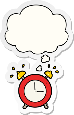 Bir insan tarafından çizilmiş, düşünce baloncuklu çalar saat.