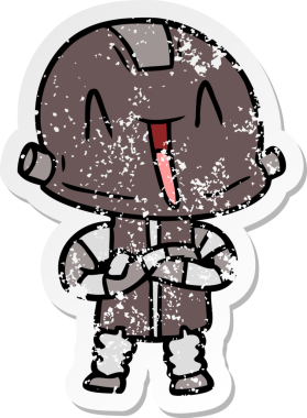 Bir insan tarafından çizilmiş karikatür robotunun sıkıntılı çıkartması.