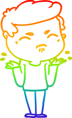 Gökkuşağı gradyan çizgi çizimi Bir insan tarafından çizilmiş rahatsız bir adam