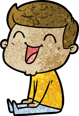 Bir insan tarafından çizilmiş gülen çizgi film adamı.