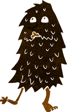 Bir insan tarafından çizilmiş çizgi film canavarı.