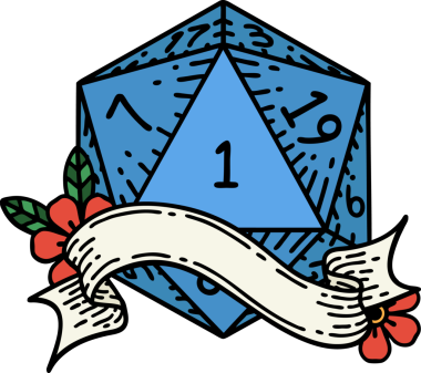 Retro Dövme Biçimi Doğal Bir d20 zar bir insan tarafından çizildi