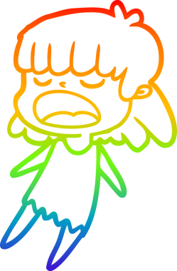 Gökkuşağı gradyan çizgi çizimi Bir insan tarafından yüksek sesle çizilen bir kadın karikatürü