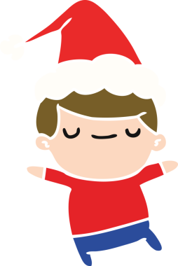 Bir insan tarafından çizilmiş Kawaii çocuğunun el çizimi Noel karikatürü.