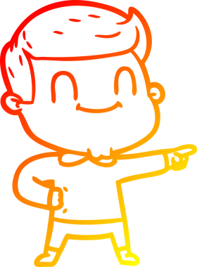 Bir insan tarafından çizilmiş, karikatür dostu bir adamın sıcak çizgi çizimi