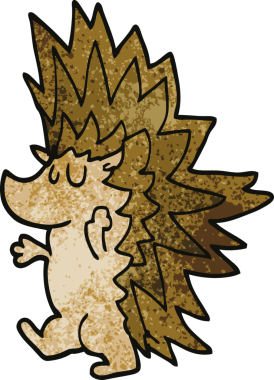 Bir insan tarafından çizilmiş çivili kirpi.