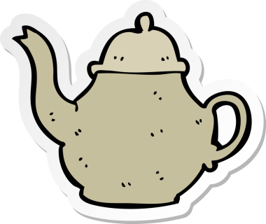 Bir insan tarafından çizilmiş karikatür çaydanlığının çıkartması.