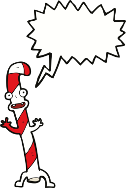 Bir insan tarafından çizilmiş konuşma balonlu Noel şekerleri.