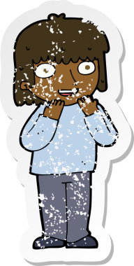 Bir insan tarafından çizilmiş heyecanlı bir çizgi filmin gerilimli çıkartması.