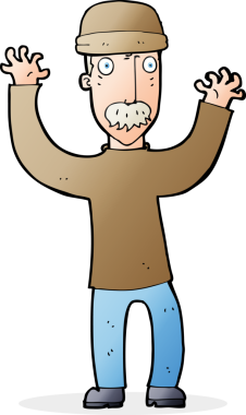 Bir insan tarafından çizilmiş kış şapkası takan çizgi film adamı.