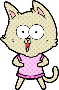 Bir insan tarafından çizilmiş komik çizgi film kedisi.