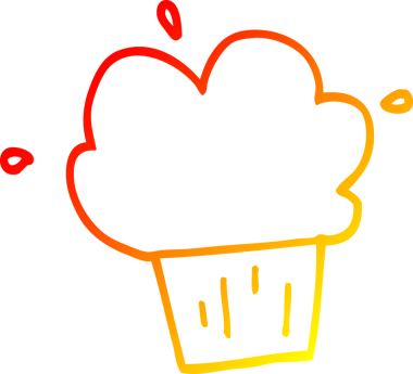 Bir insan tarafından çizilmiş çizgi film kekinin sıcak gradyan çizgisi.