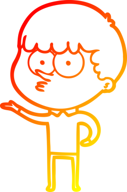 Bir insan tarafından çizilmiş, çizgi film karakteri meraklı bir çocuk çizimi.