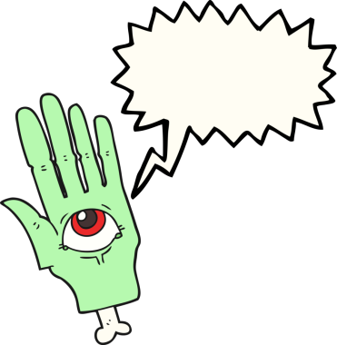 Bir insan tarafından çizilmiş serbest konuşma balonu çizgi filmi ürkütücü göz çizimi