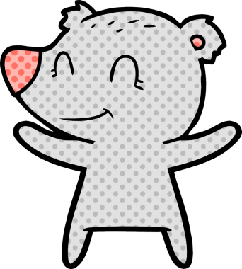 Bir insan tarafından çizilmiş gülümseyen ayı çizgi filmi.