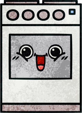 Bir insan tarafından çizilmiş mutfak fırınının retro grunge deseni.