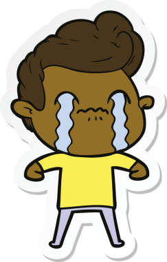 Bir insan tarafından çizilmiş, ağlayan bir çizgi film karakterinin çıkartması.