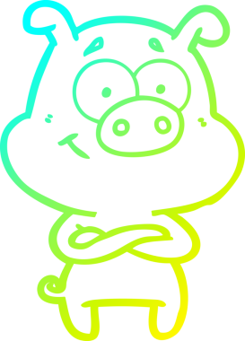 Bir insan tarafından çizilmiş mutlu çizgi film domuzu çizimi.