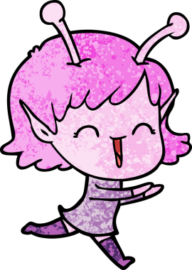 Bir insan tarafından çizilmiş uzaylı kız.