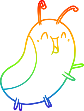 gökkuşağı gradyan çizgi çizimi bir insan tarafından çizilmiş mutlu bir böcek