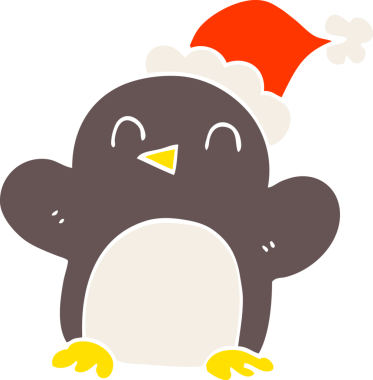 Bir insan tarafından çizilmiş noel şapkası takan karalama pengueni.