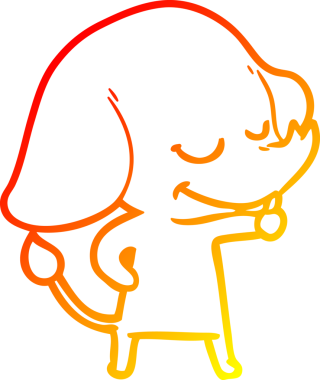 Bir insan tarafından çizilmiş gülümseyen bir filin sıcak çizgi çizimi