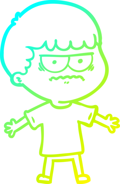 Bir insan tarafından çizilmiş kızgın bir adamın soğuk çizgi çizimi.