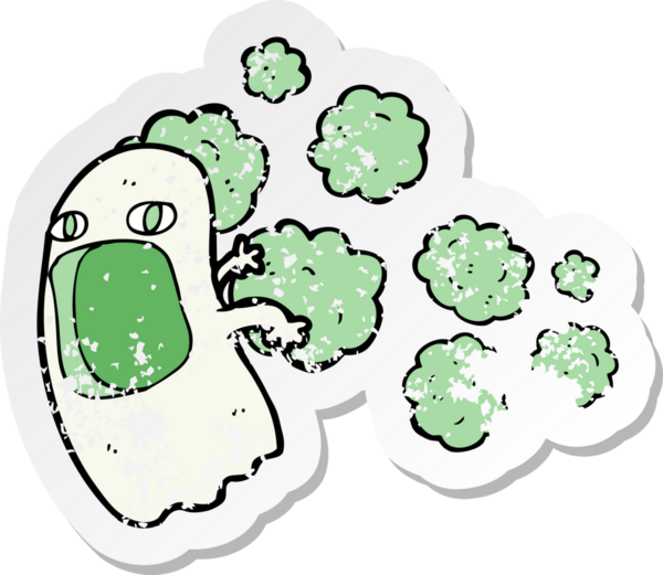 Bir insan tarafından çizilmiş karikatür bir hayaletin gerilmiş çıkartması.