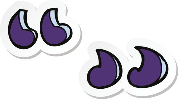 Bir insan tarafından çizilmiş karikatür tırnak işaretleri.